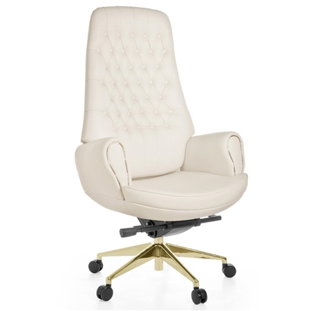 Sillón de Lujo CERVINO, Máxima Exclusividad y Calidad, Muy Cómodo, en Piel Natural Color Blanco