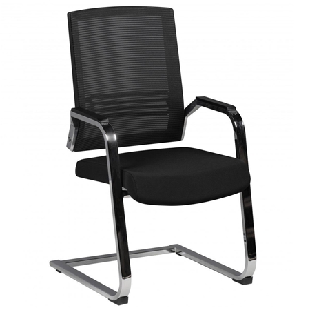 Silla de Confidente SHARY, Ergonómica, Respaldo en malla, Soporte Lumbar, en Negro