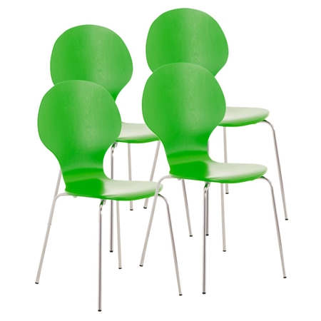 Lote 4 Sillas de Confidente CARVALLO, Estructura Metálica, Apilables, en Color Verde
