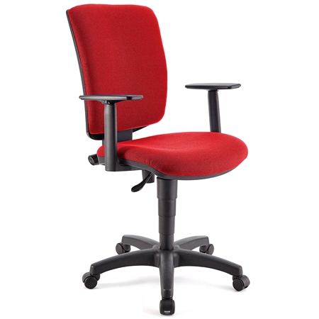 Silla de Oficina ATLAS PLUS, Respaldo y Brazos Ajustables, Gran Acolchado, En Tela Roja