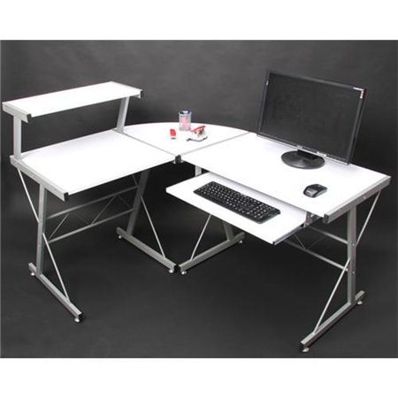 DEMO# Mesa de Ordenador en madera y aluminio EASY LINE, Color Blanco 140x115x72cm