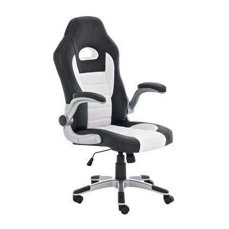 DEMO# Silla de Ordenador Gaming LOTUS, reposabrazos abatibles, en piel y malla transpirable color blanco