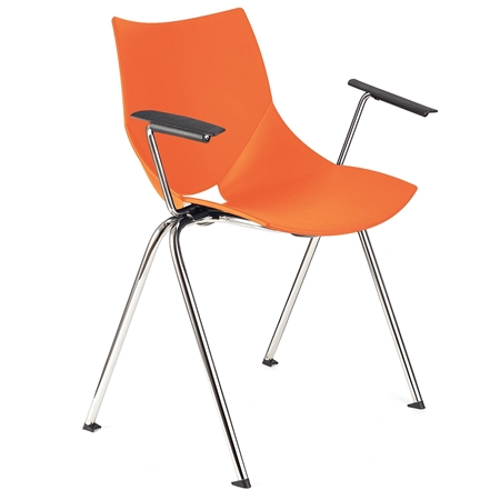 Silla de Confidente AMIR CON BRAZOS, Cómoda y Práctica, Apilable, Color Naranja