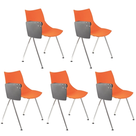 Lote de 5 sillas de Confidente AMIR CON PALA, Cómodas y Prácticas, Color Naranja