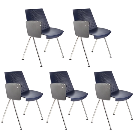 Lote de 5 sillas de Confidente ENZO CON PALA, Cómoda y Práctica, Apilable, Color Azul