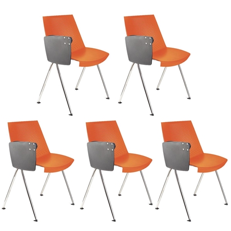 Lote de 5 sillas de Confidente ENZO CON PALA, Cómoda y Práctica, Apilable, Color Naranja