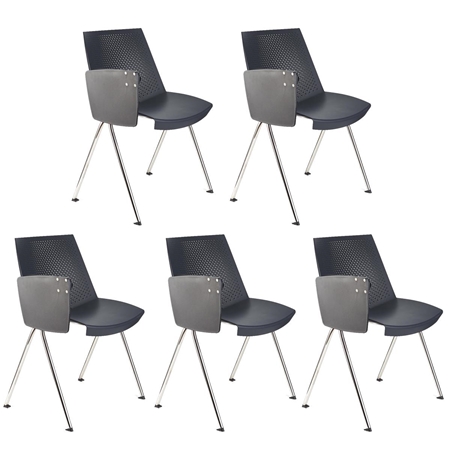 Lote de 5 sillas de Confidente ENZO CON PALA, Cómoda y Práctica, Apilable, Color Gris