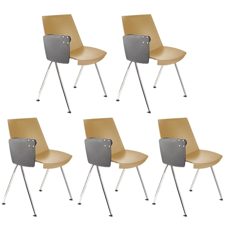 Lote de 5 sillas de Confidente ENZO CON PALA, Cómoda y Práctica, Apilable, Color Beige