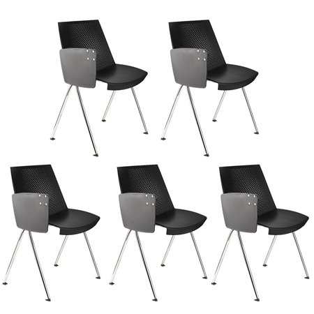 Lote de 5 sillas de Confidente ENZO CON PALA, Cómoda y Práctica, Apilable, Color Negro