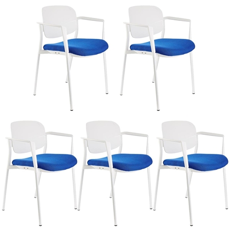 Lote de 5 sillas de Confidente ERIC, Cómodas y Prácticas, Apilables, Color Azul