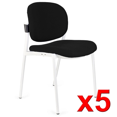 Lote de 5 sillas de Confidente ERIC RESPALDO ACOLCHADO, Cómodas y Prácticas, Apilables, Color Negro