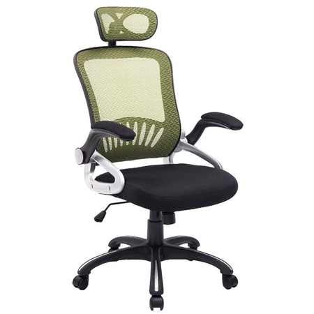 Silla Ergonómica SAMANA, Soporte Lumbar, Cabecero Regulable en Malla Transpirable color Verde/Negro