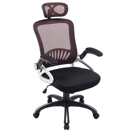 Silla Ergonómica SAMANA, Soporte Lumbar, Cabecero Regulable en Malla Transpirable color Marrón/Negro