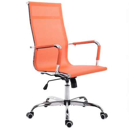 Silla de Oficina ITALICA, Estructura Metálica, Precioso Diseño en Malla Transpirable color Naranja