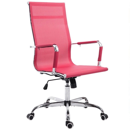 Silla de Oficina ITALICA, Estructura Metálica, Precioso Diseño en Malla Transpirable color Rojo