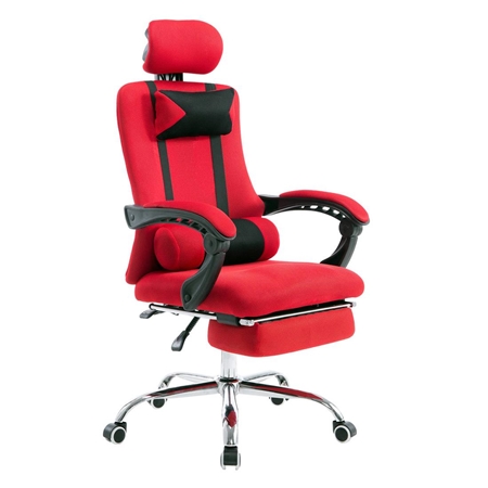 Silla de Oficina / Gaming ANTARES, Reclinable, Reposapiés Extensible, en Malla Transpirable color Rojo