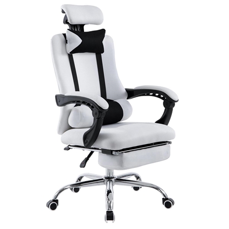 Silla de Oficina / Gaming ANTARES, Reclinable, Reposapiés Extensible, en Malla Transpirable color Blanco