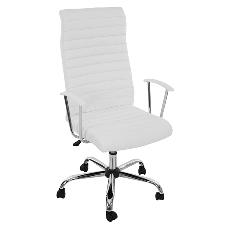 DEMO# Sillon de Diseño ARUCAS, Gran acolchado, estructura metálica, en piel color blanco