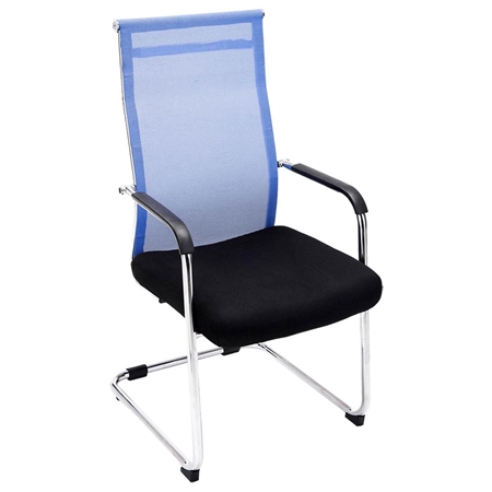 Silla de Confidente BREMEN, Estructura Metálica, en Malla Transpirable color Negro / Azul