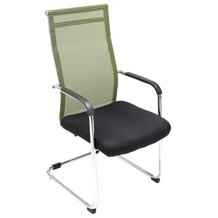 Silla de Confidente BREMEN, Estructura Metálica, en Malla Transpirable color Negro / Verde