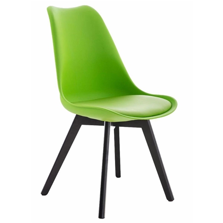 Silla de Diseño / Confidente BOSFORO, Patas de Madera Oscuras, Estructura en Plástico y Piel color Verde