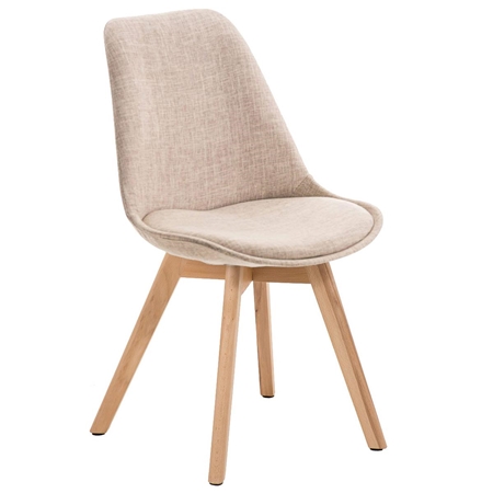 Silla de Diseño / Confidente BOSFORO, Patas de Madera Claras, Tapizada en Tela color Crema