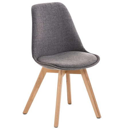 Silla de Diseño / Confidente BOSFORO, Patas de Madera Claras, Tapizada en Tela color Gris claro