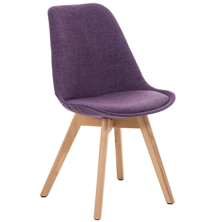 Silla de Diseño / Confidente BOSFORO, Patas de Madera Claras, Tapizada en Tela color Morado