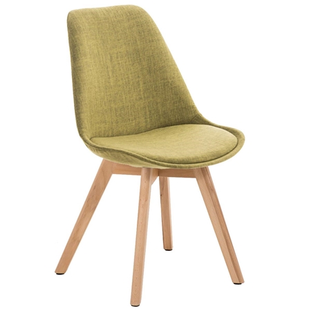 Silla de Diseño / Confidente BOSFORO, Patas de Madera Claras, Tapizada en Tela color Verde