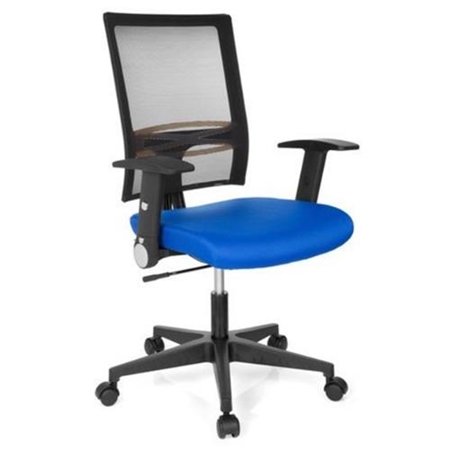 DEMO# Silla de Oficina SOHO, Soporte Lumbar Ajustable, Brazos Abatibles, Uso 8 Horas, En Azul