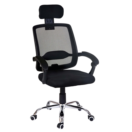 DEMO# Silla Ergonómica DUNA, Soporte Lumbar, Base en Metal, Transpirable, en Negro