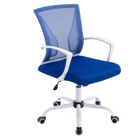 Silla de Oficina CUBA WHITE, Estructura Metálica, en Malla Transpirable Color Azul