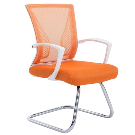 Silla de Confidente CUBA V, Estructura Metálica, en Malla Transpirable Color Naranja