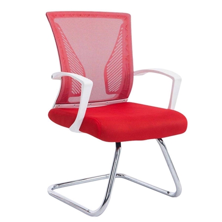 Silla de Confidente CUBA V, Estructura Metálica, en Malla Transpirable Color Rojo