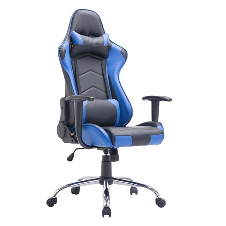 Silla Gaming ZELDA, Respaldo Reclinable, Cojines Incluidos, Base de Metal, En Negro/Azul