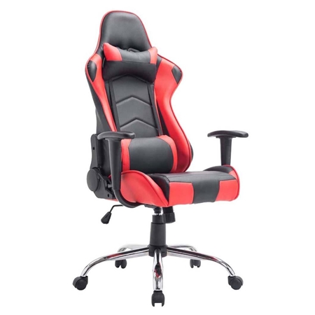 Silla Gaming ZELDA, Respaldo Reclinable, Cojines Incluidos, Base de Metal, En Negro/Rojo