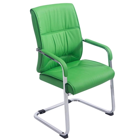 Silla de Confidente MAEL, Estructura Metálica, Gran Acolchado en Piel color Verde