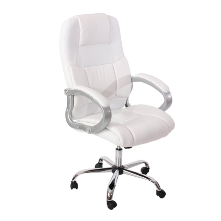 DEMO# Sillón de oficina BOSTON, Gran acolchado, muy resistente hasta 150kg!!, Estructura en Acero, en blanco