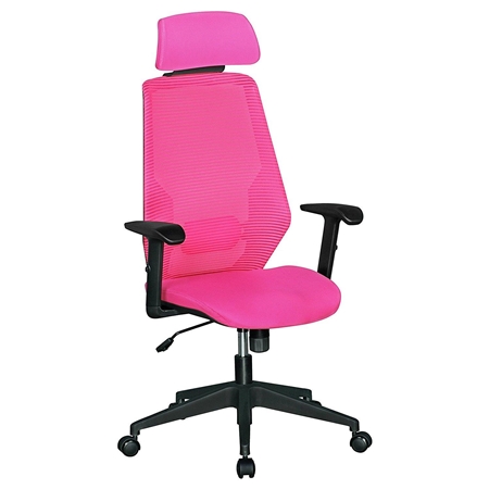 Silla Ergonómica ERIKA, Soporte Lumbar, Brazos Ajustables, en Malla Transpirable color Rosa