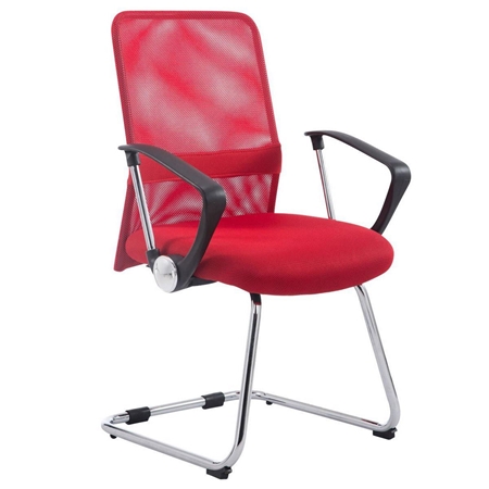 Silla de Confidente ASPEN V, Asiento Acolchado, en Malla Transpirable color Rojo