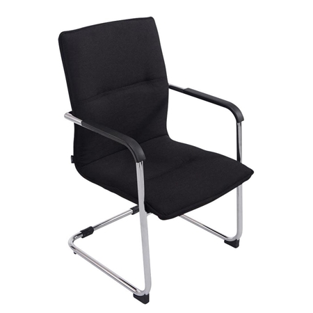 Silla de Confidente GOLIAT TELA, Estructura Metálica, Gran Acolchado y Elegante Diseño en color Negro