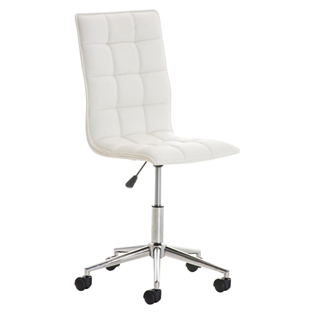 Silla de Oficina BULGARI, Precioso Diseño, Base Metálica, tapizada en Piel color Blanco