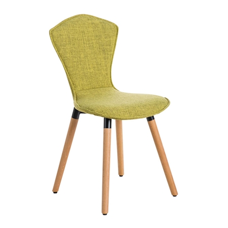 Silla de Confidente FELIKA, Patas de Madera, Gran Acolchado en Tela color Verde