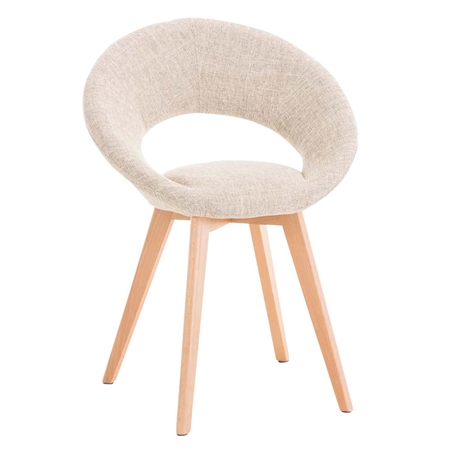 Silla de Confidente TIMY TELA, Diseño Exclusivo, Patas de Madera, Gran Acolchado en color Crema