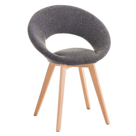 Silla de Confidente TIMY TELA, Diseño Exclusivo, Patas de Madera, Gran Acolchado en color Gris claro