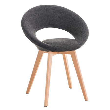 Silla de Confidente TIMY TELA, Diseño Exclusivo, Patas de Madera, Gran Acolchado en color Gris oscuro