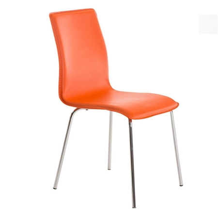 Silla de Confidente MIKI, Diseño Exclusivo, Tapizada en Piel color Naranja