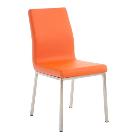 Silla de Confidente COLOMO, Gran Acolchado, Tapizada en Piel color Naranja