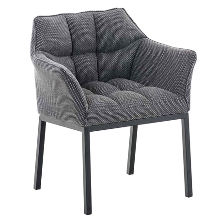 Silla de Confidente OCTAVIO TELA, Estructura Metálica Negra, Gran Acolchado en color Gris claro