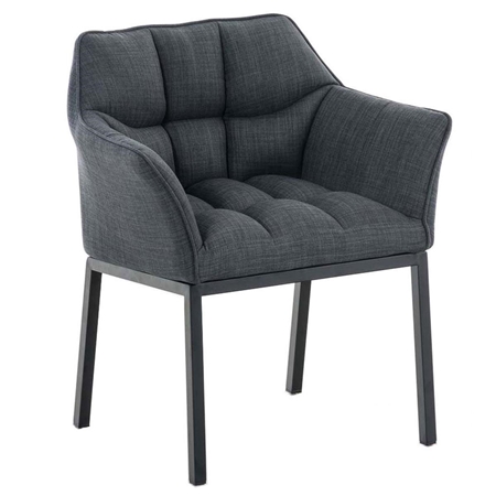 Silla de Confidente OCTAVIO TELA, Estructura Metálica Negra, Gran Acolchado en color Gris oscuro